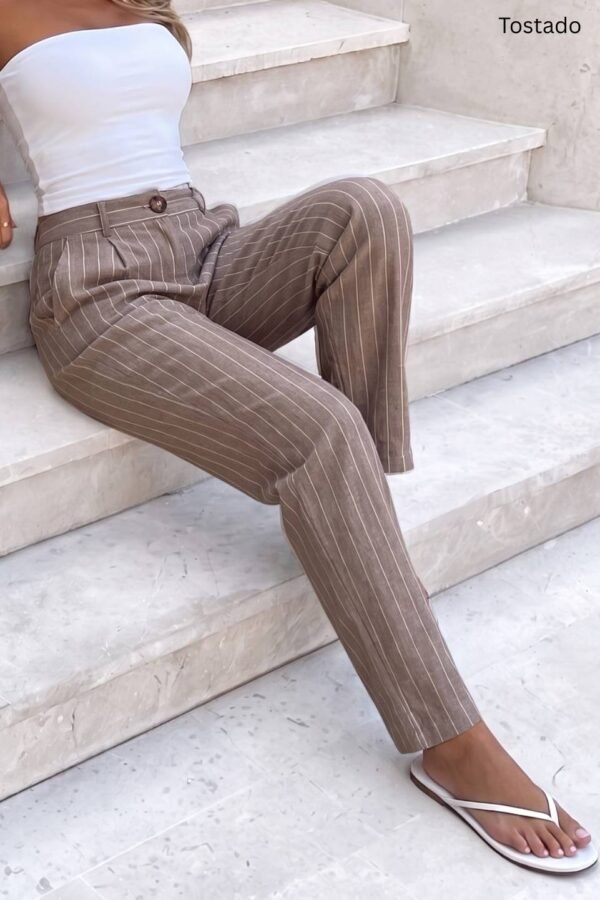 Pantalon lino rayado "DOYA"