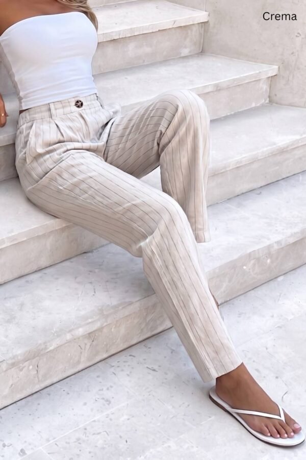 Pantalon lino rayado "DOYA"