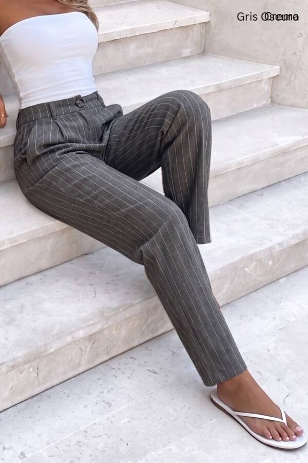 Pantalon lino rayado "DOYA"