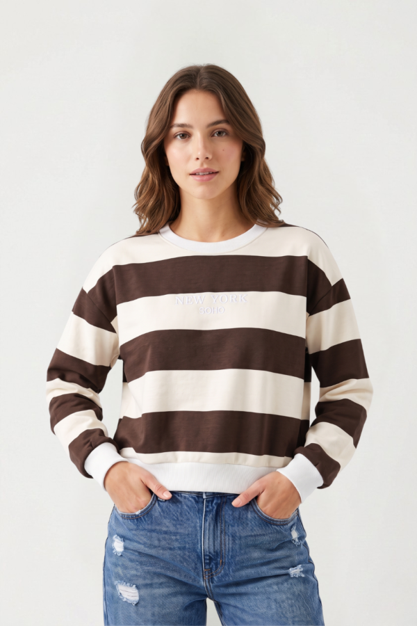 Buzo Rustico Cuello Redondo Rayado Vertical New York Soho "HOSO"