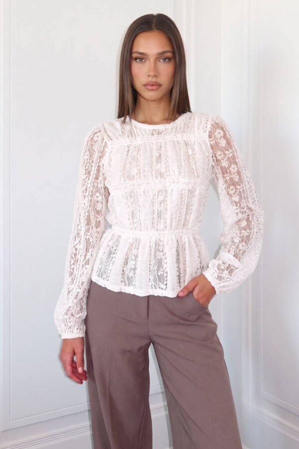 Blusa Flor Y 2 Volados Paris Lace Elastico "JAIA"