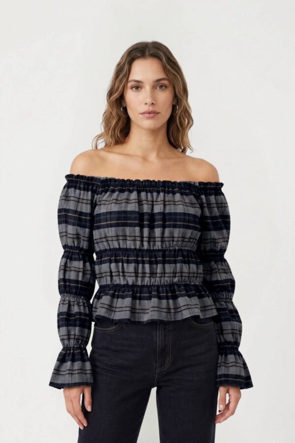 Blusa Fruncida Manga y Cuerpo Cuadrille Pilu «PAISA»