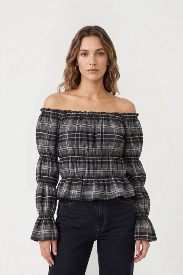 Blusa Fruncida Manga y Cuerpo Cuadrille Pilu «PAISA»