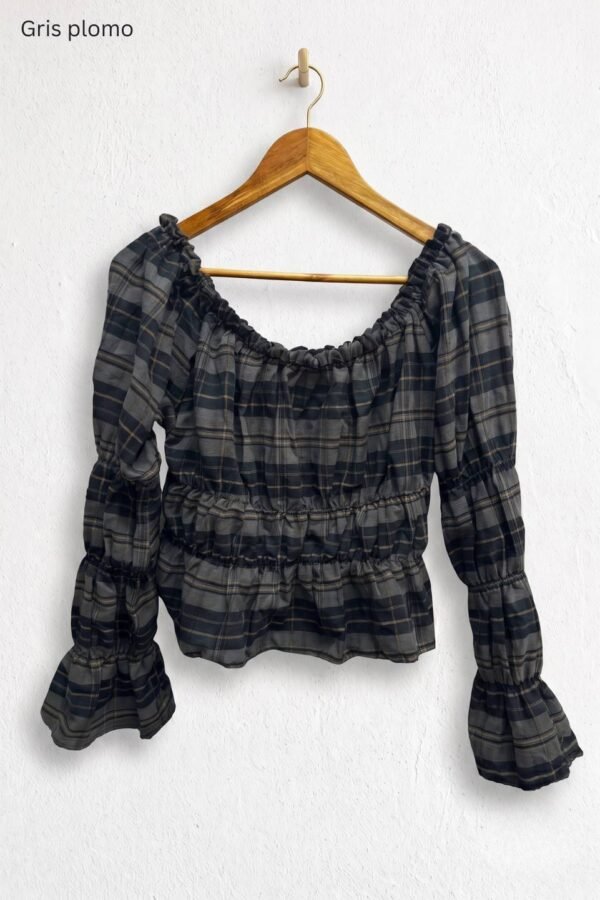 Blusa Fruncida Manga y Cuerpo Cuadrille Pilu «PAISA»