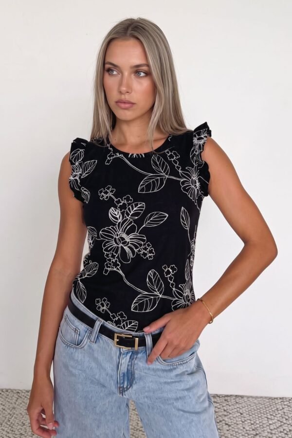 Musculosa gota lino bordado "TONY"