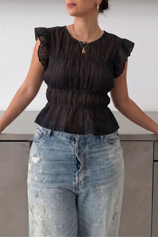 Blusa Gasa Lola Volados Finos Frunce Cuerpo "CLOVI"