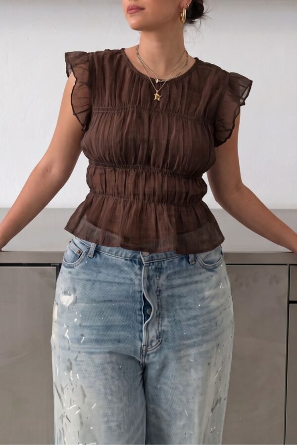 Blusa Gasa Lola Volados Finos Frunce Cuerpo "CLOVI"