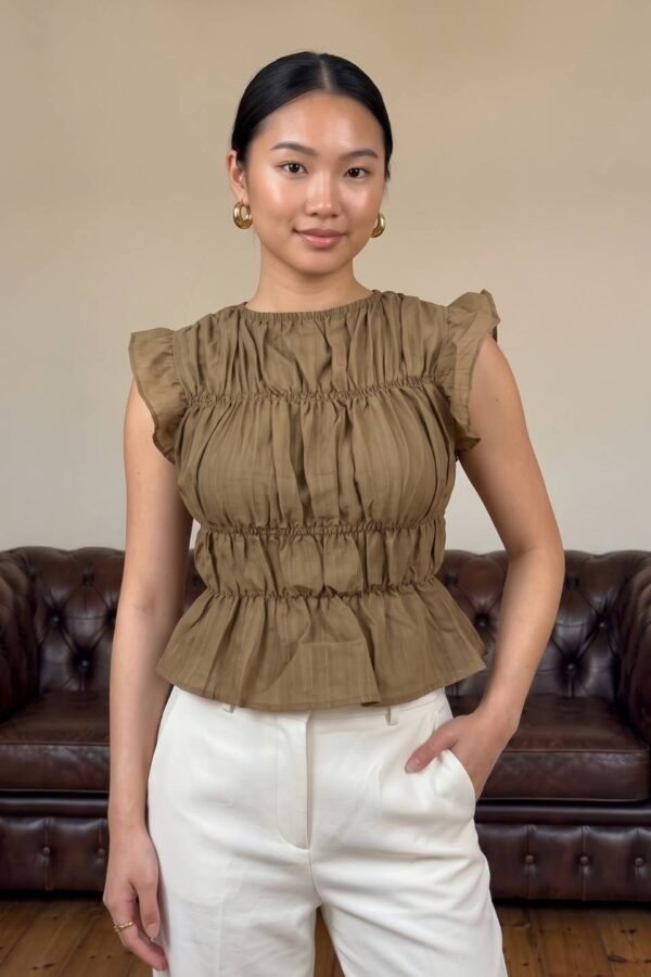 Blusa Volados Finos Frunce Cuerpo Tercel Arrugado "HAZEL"