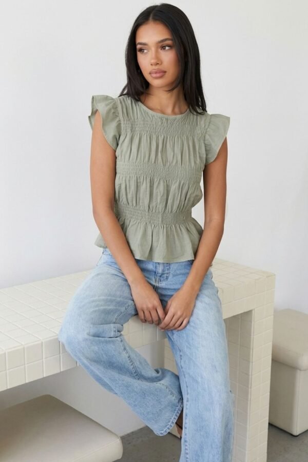 Blusa Volados Fruncido Lino Cotton Elastizado "JOVI"