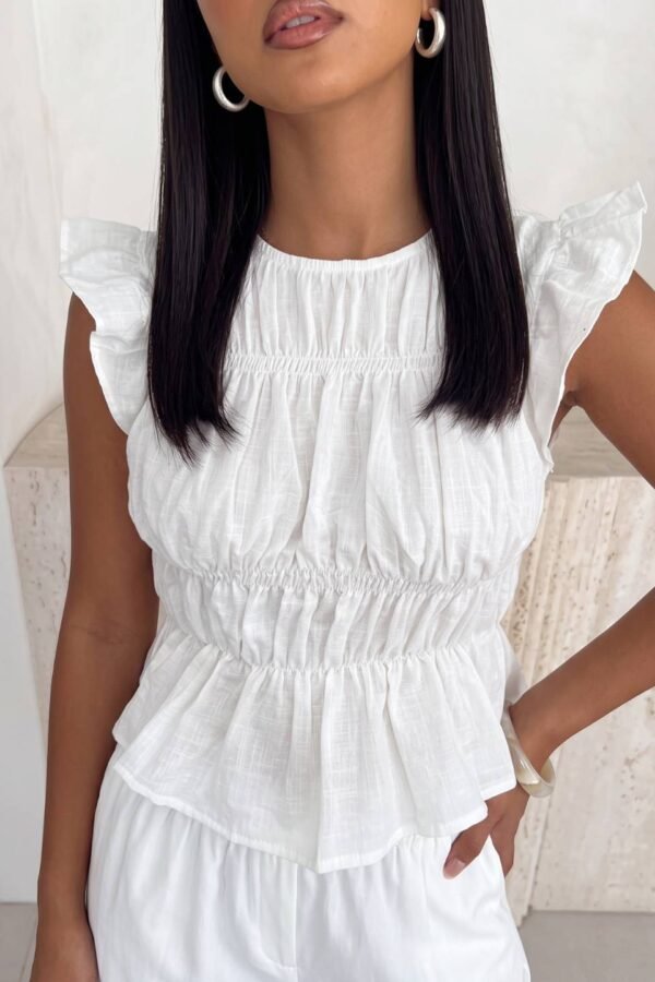 Blusa Lino Cotton Volados Fino Frunce "VIVI"