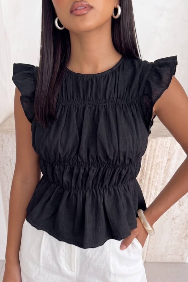 Blusa Lino Cotton Volados Fino Frunce "VIVI"