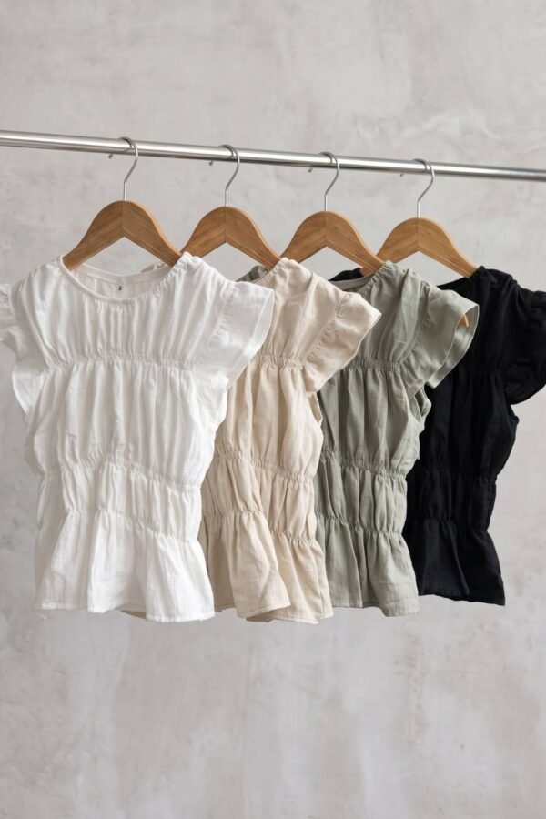 Blusa Lino Cotton Volados Fino Frunce "VIVI"