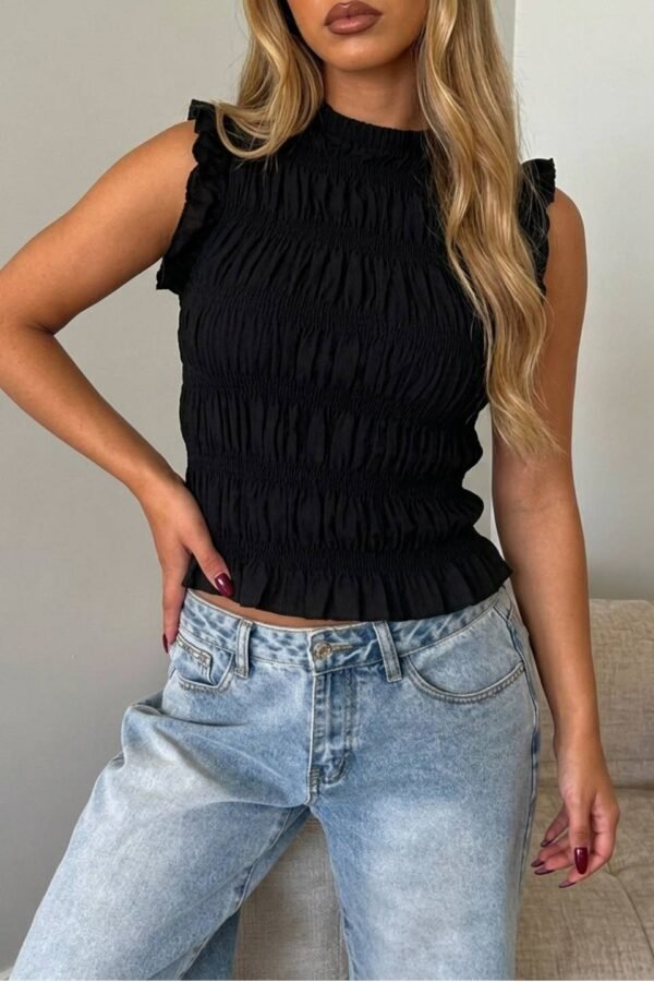 Musculosa Volados Fruncido Lino Cotton "CONI"