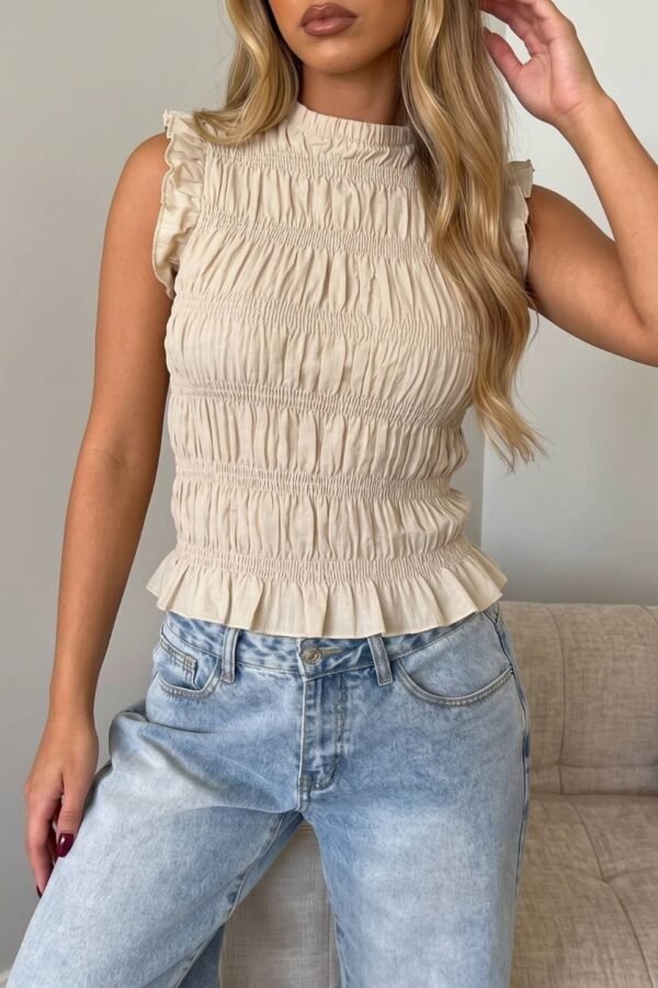Musculosa Volados Fruncido Lino Cotton "CONI"