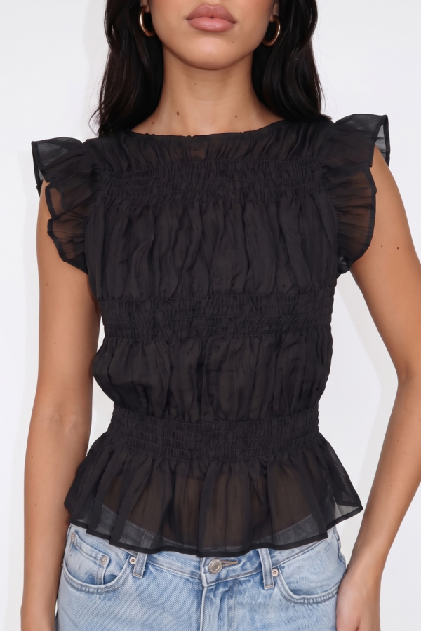 Blusa Volados Fruncido Gasa Elastizado "LILI"