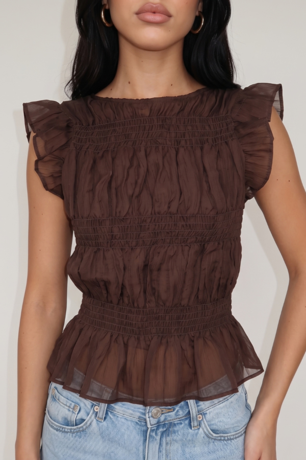 Blusa Volados Fruncido Gasa Elastizado "LILI"