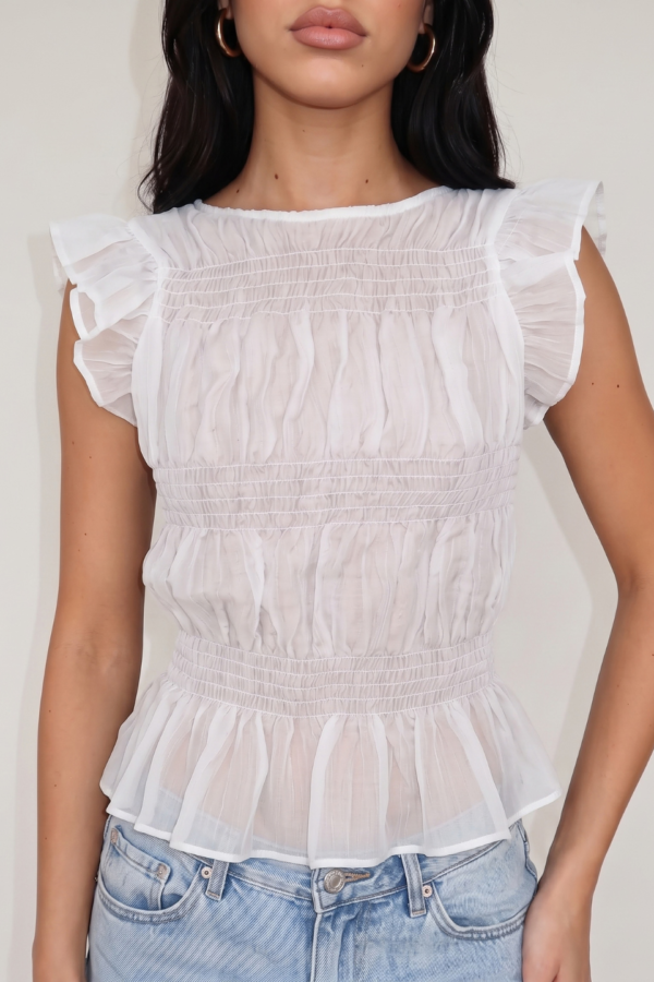 Blusa Volados Fruncido Gasa Elastizado "LILI"