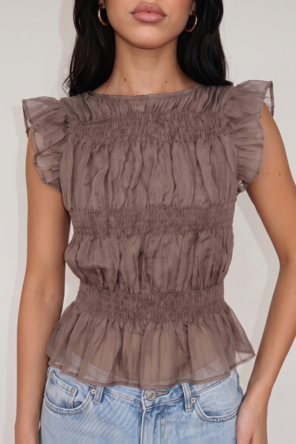 Blusa Volados Fruncido Gasa Elastizado "LILI"